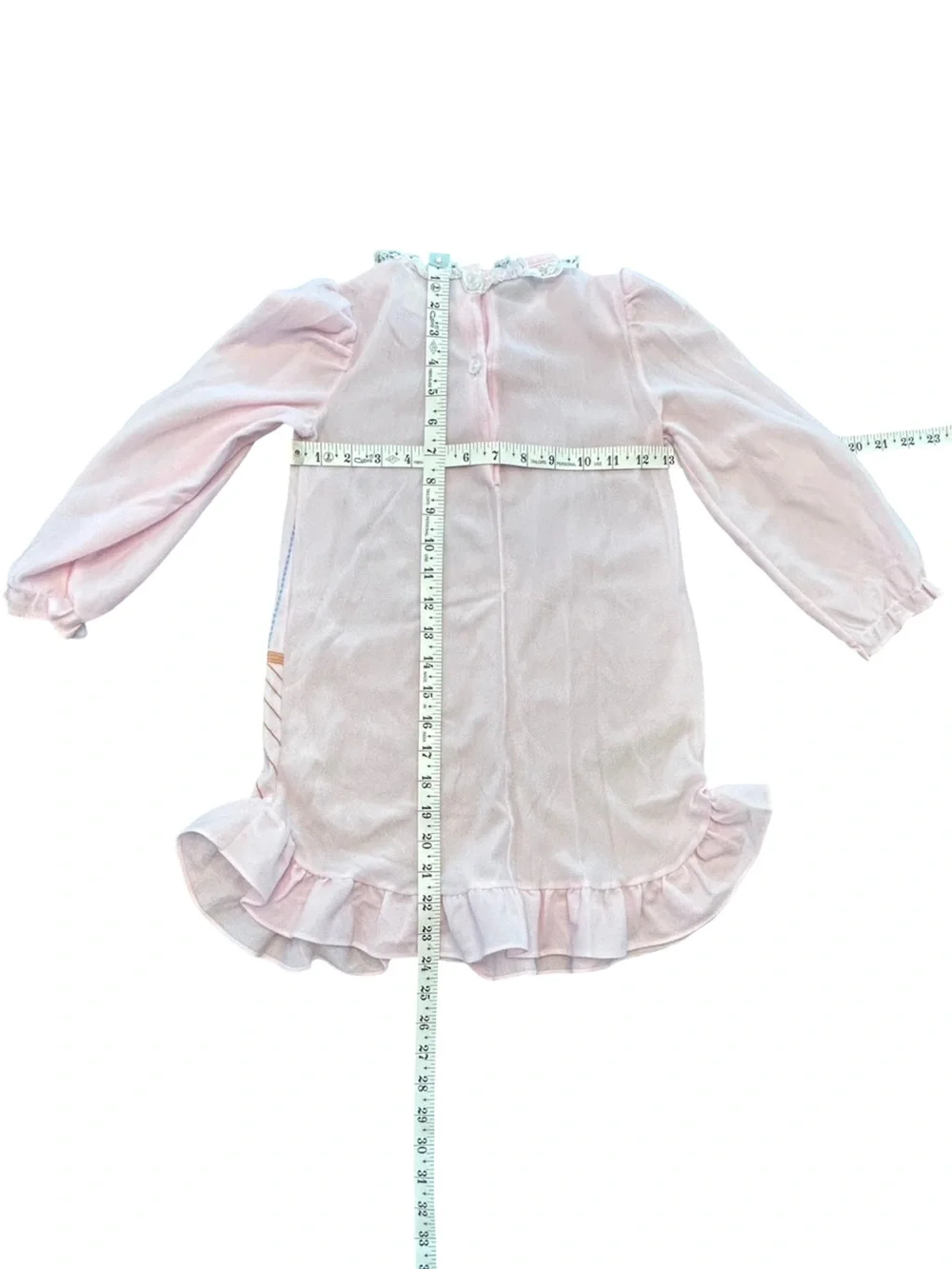 VTG 89 Holly Hobbie Girls Nightgown Size L Pink Puff Sleeve Ruffle 80s made USA